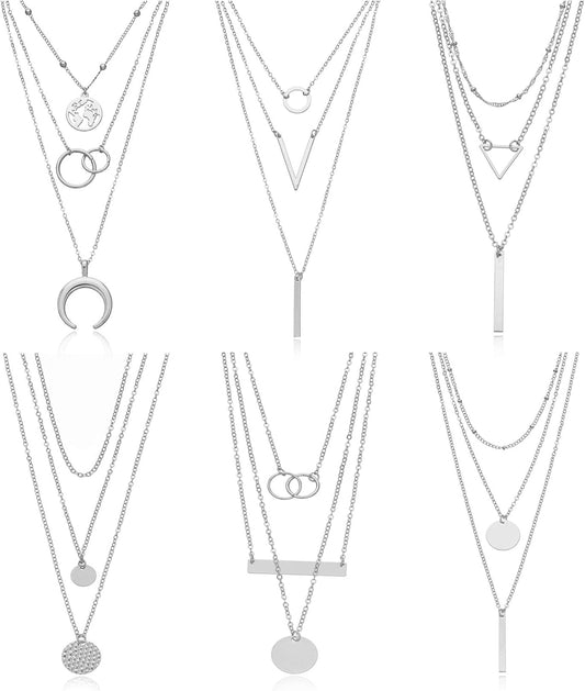 Biokia 6 collares en capas para mujer, collares largos de oro, garg...