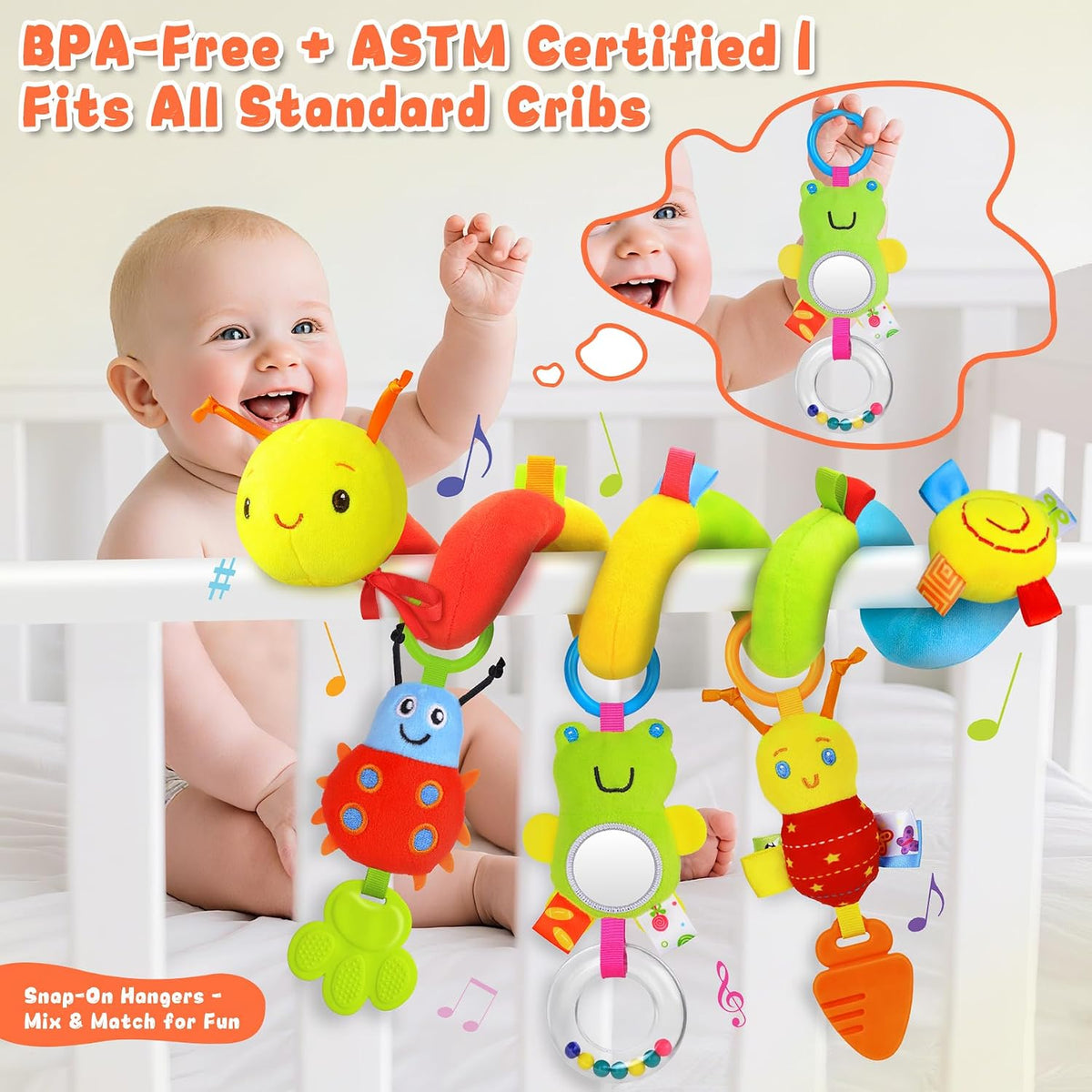 Zendstanding Juguetes de asiento de coche en espiral para bebés, 0...