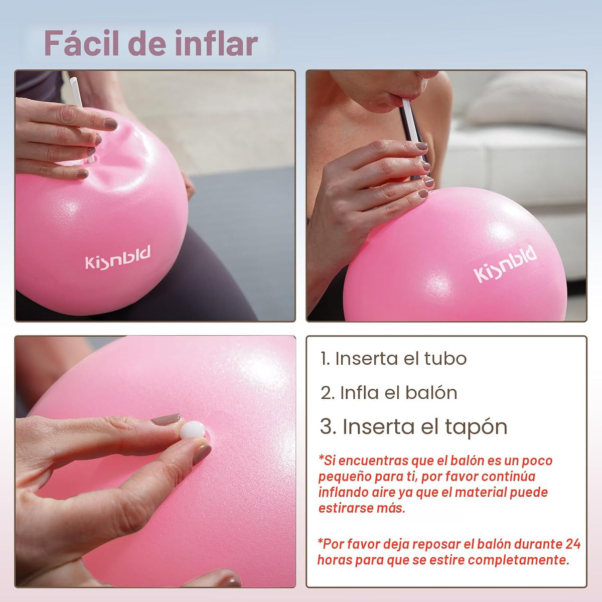 kisnbld Pequeña pelota de ejercicio, mini pelota de pilates de 9 pu...