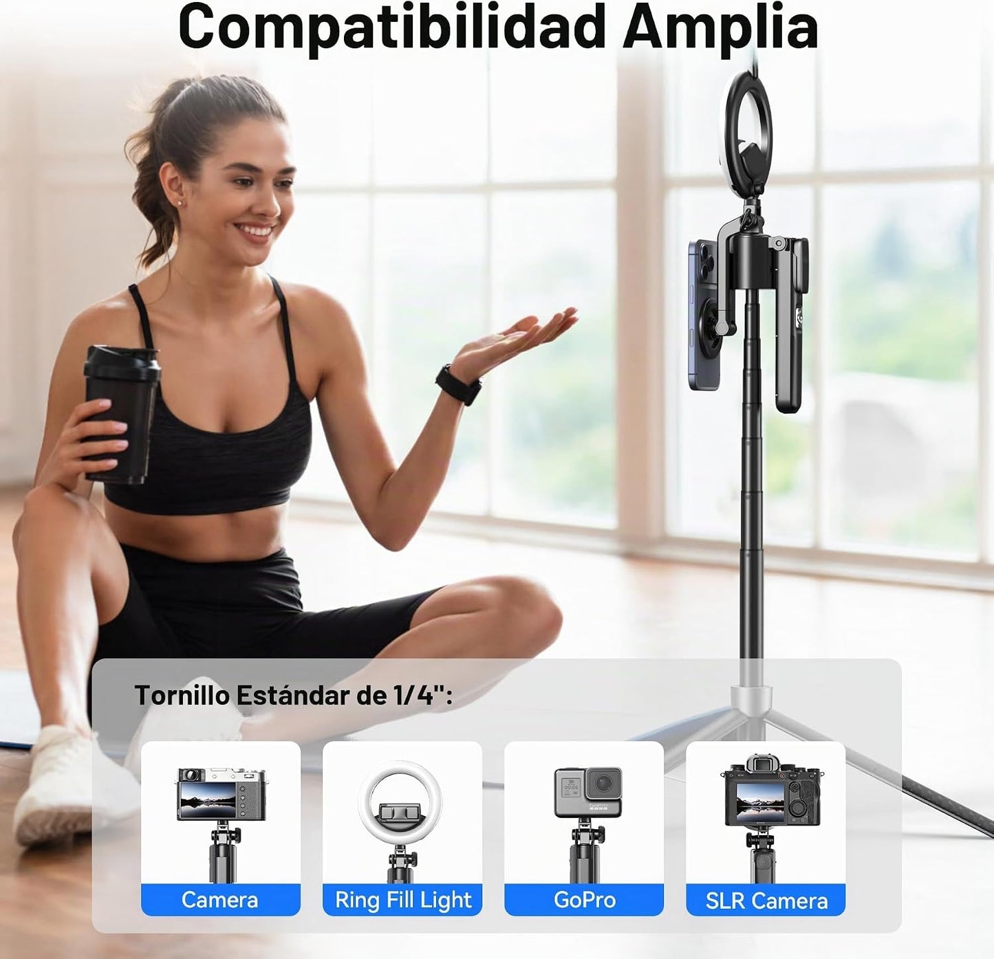 Trípode magnético de seguimiento facial, trípode Magsafe de 70.9 pu...
