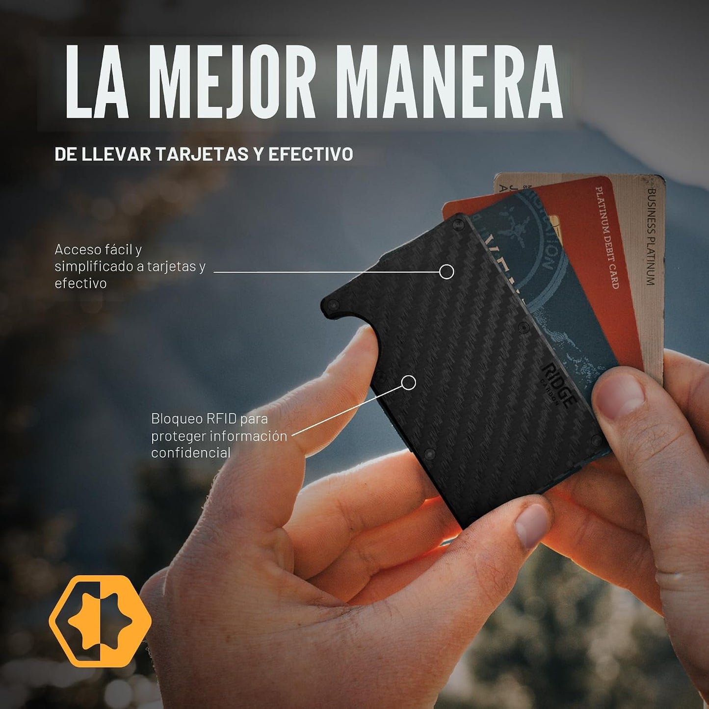 Cartera Ridge para hombres - Billetera delgada y minimalista compac...