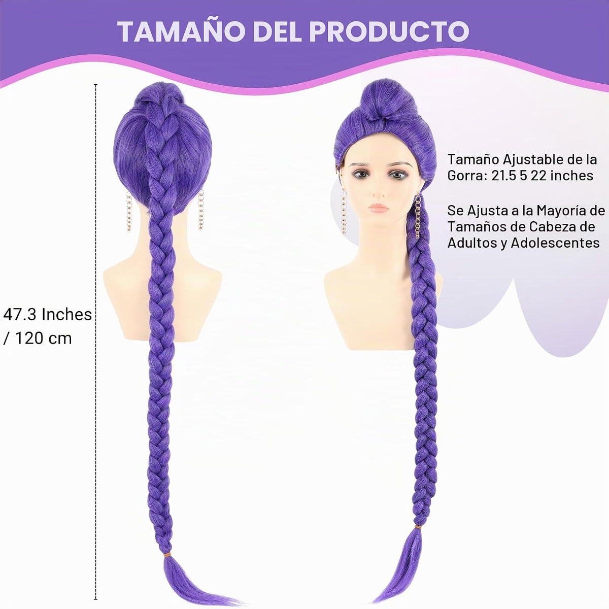 Purehair - Peluca trenzada púrpura de 47 pulgadas de largo para ani...