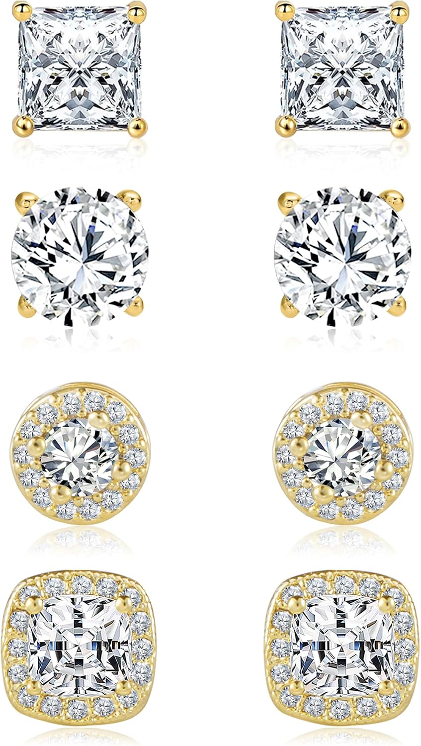 ALEXCRAFT Aretes de tuerca de plata de ley para mujeres y niñas, ci...