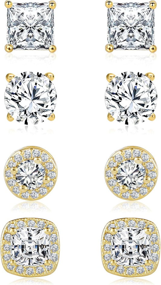 ALEXCRAFT Aretes de tuerca de plata de ley para mujeres y niñas, ci...