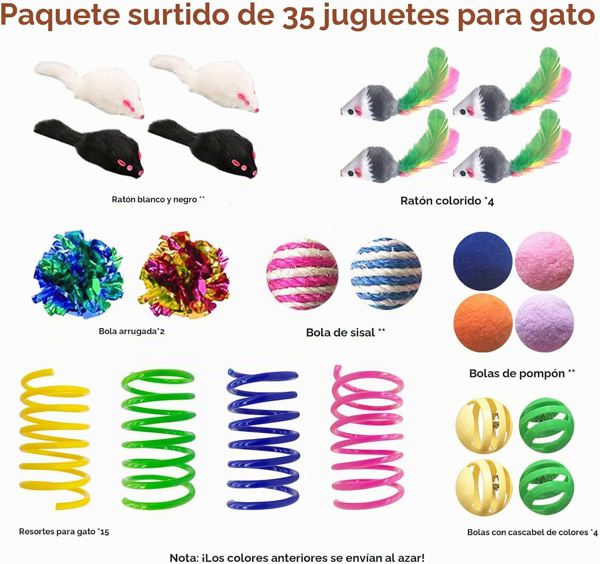 AGYM Juguetes para gatos de interior, 35 paquetes de juguetes inter...