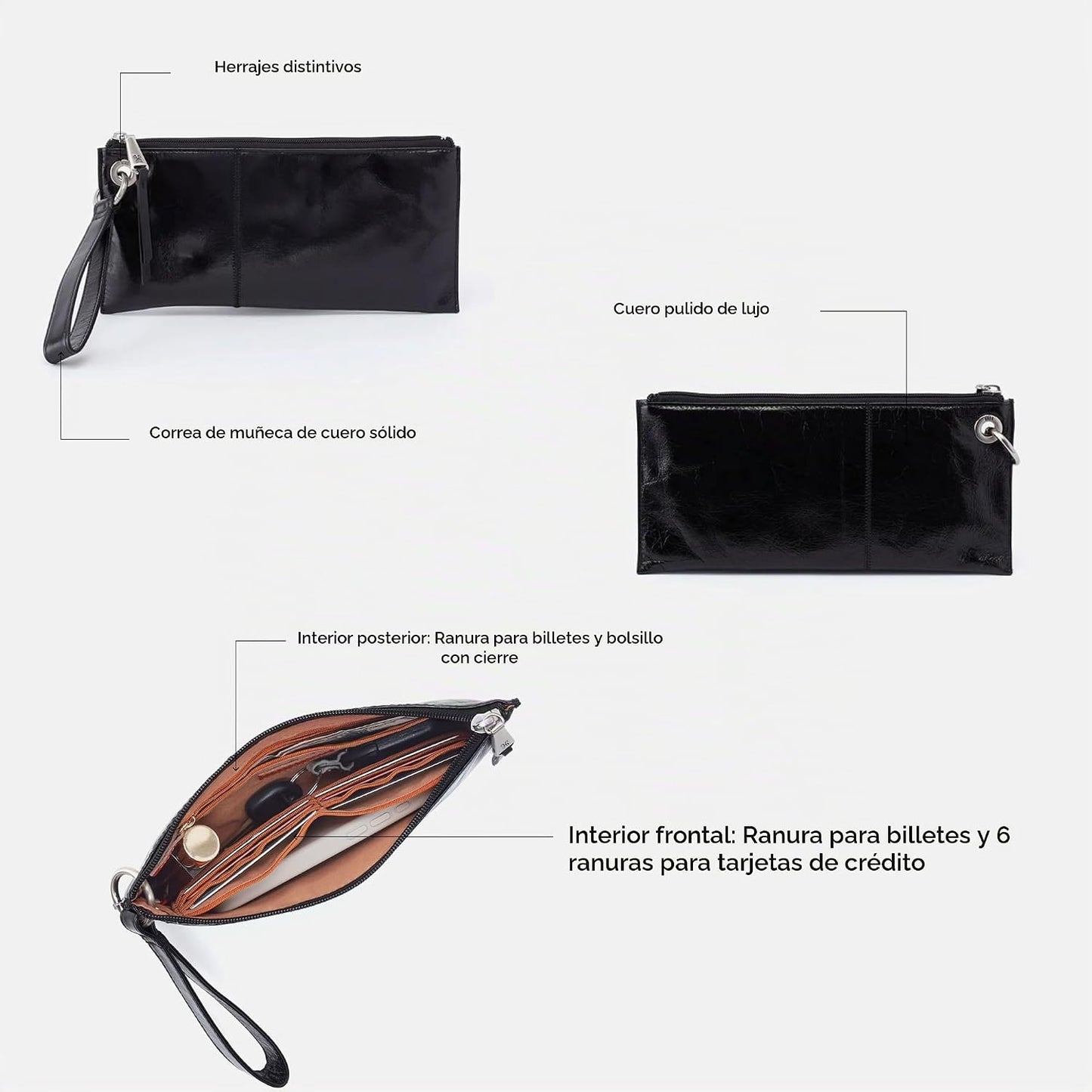 HOBO Vida - Cartera de cuero para mujer con ranuras para tarjetas y...