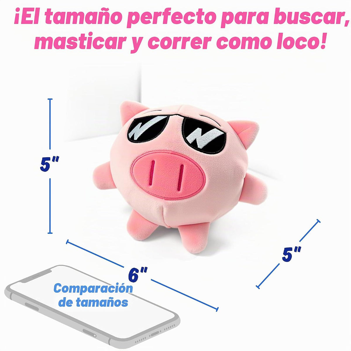 PeppyPawz - Piggy - Juguete masticable 3 en 1 para perros con bola...