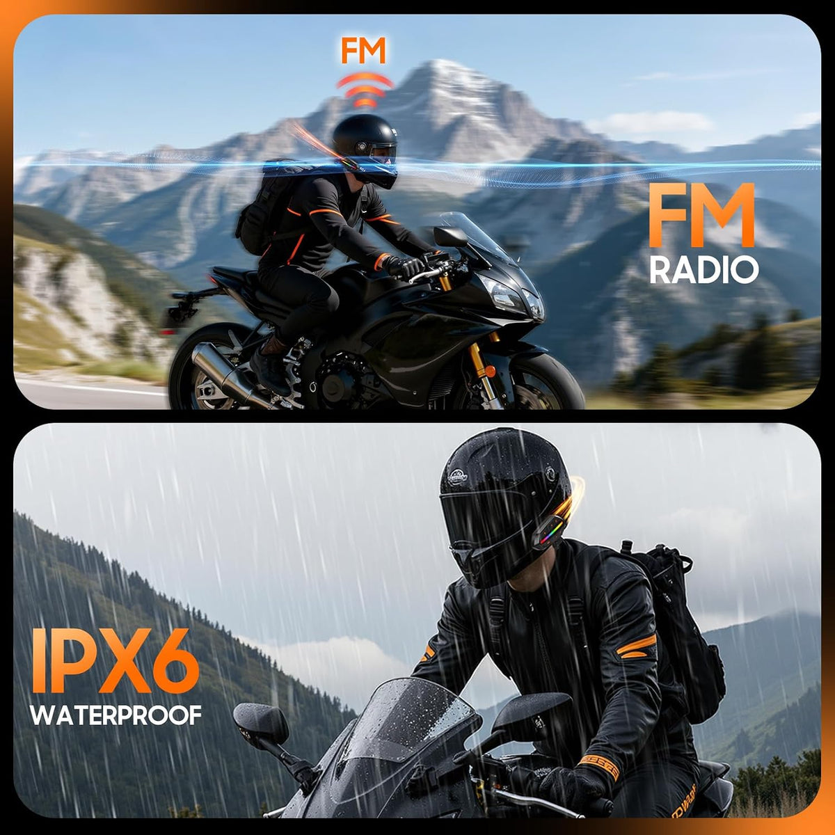 Wisdagaly Auriculares Bluetooth para motocicleta V5.3, altavoces de...
