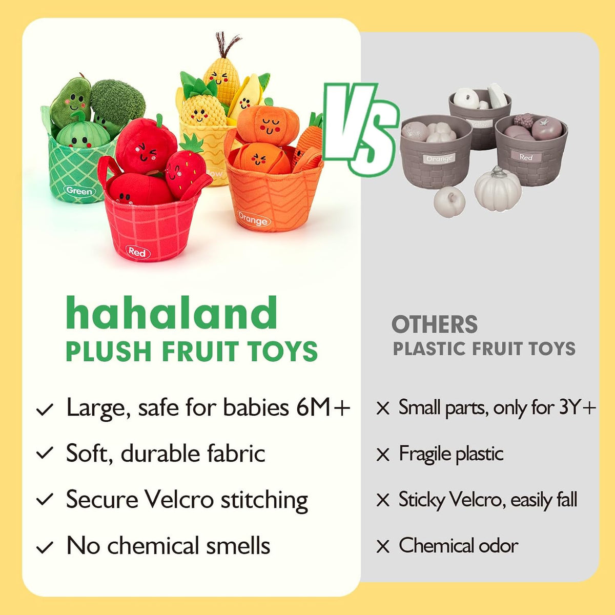 Hahaland Juguetes sensoriales para bebés - 16 piezas Mi primera fru...