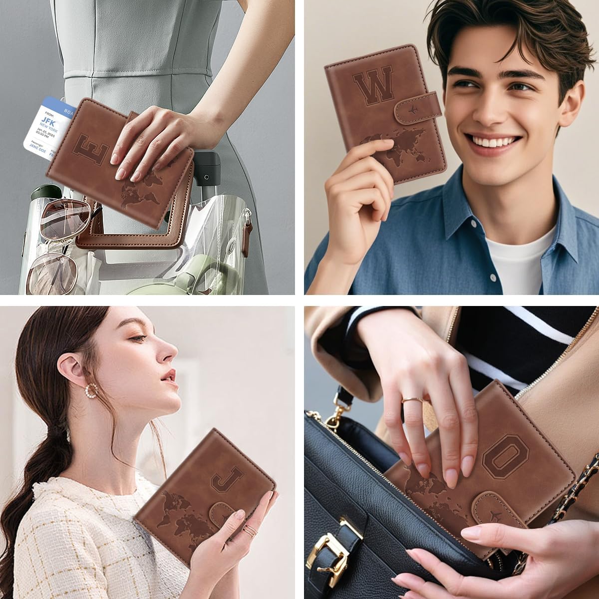 Simikol - Funda para pasaporte con iniciales personalizadas, esenci...