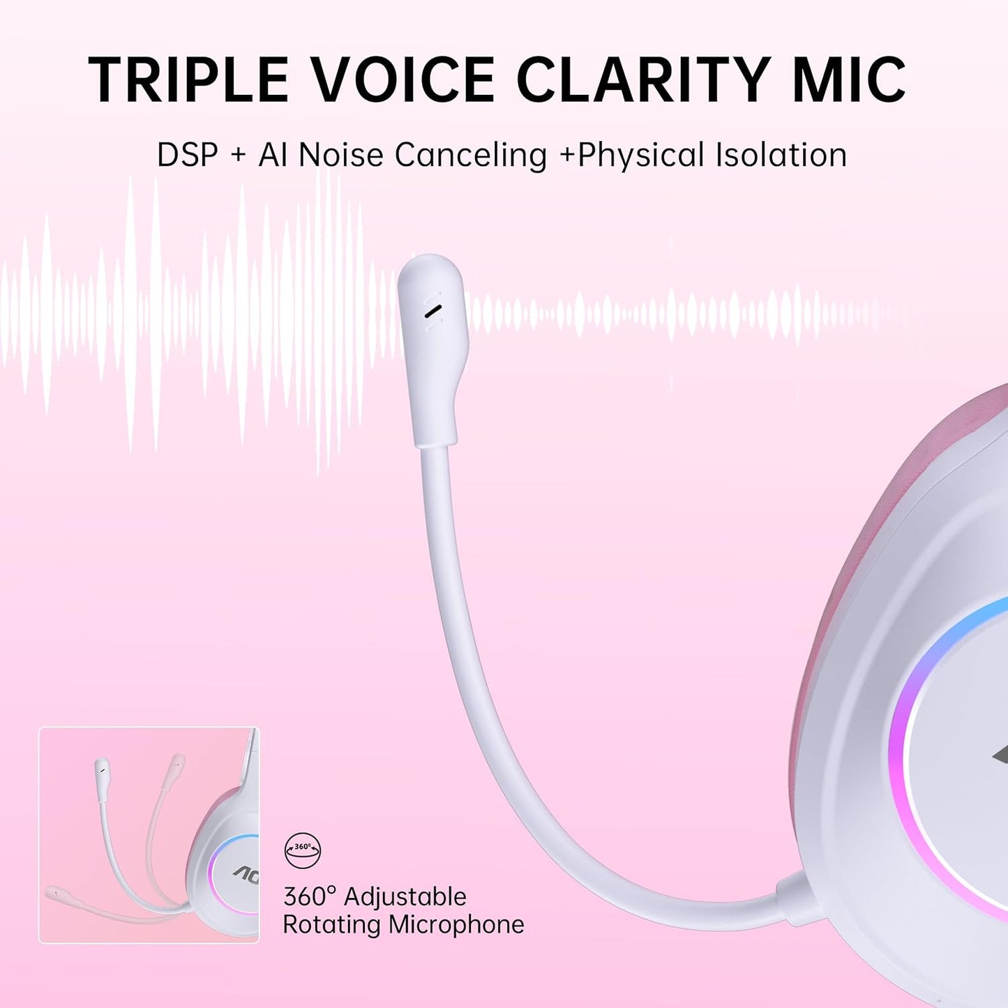 AOC Auriculares inalámbricos para juegos compatibles con PS5\/4, Sw...