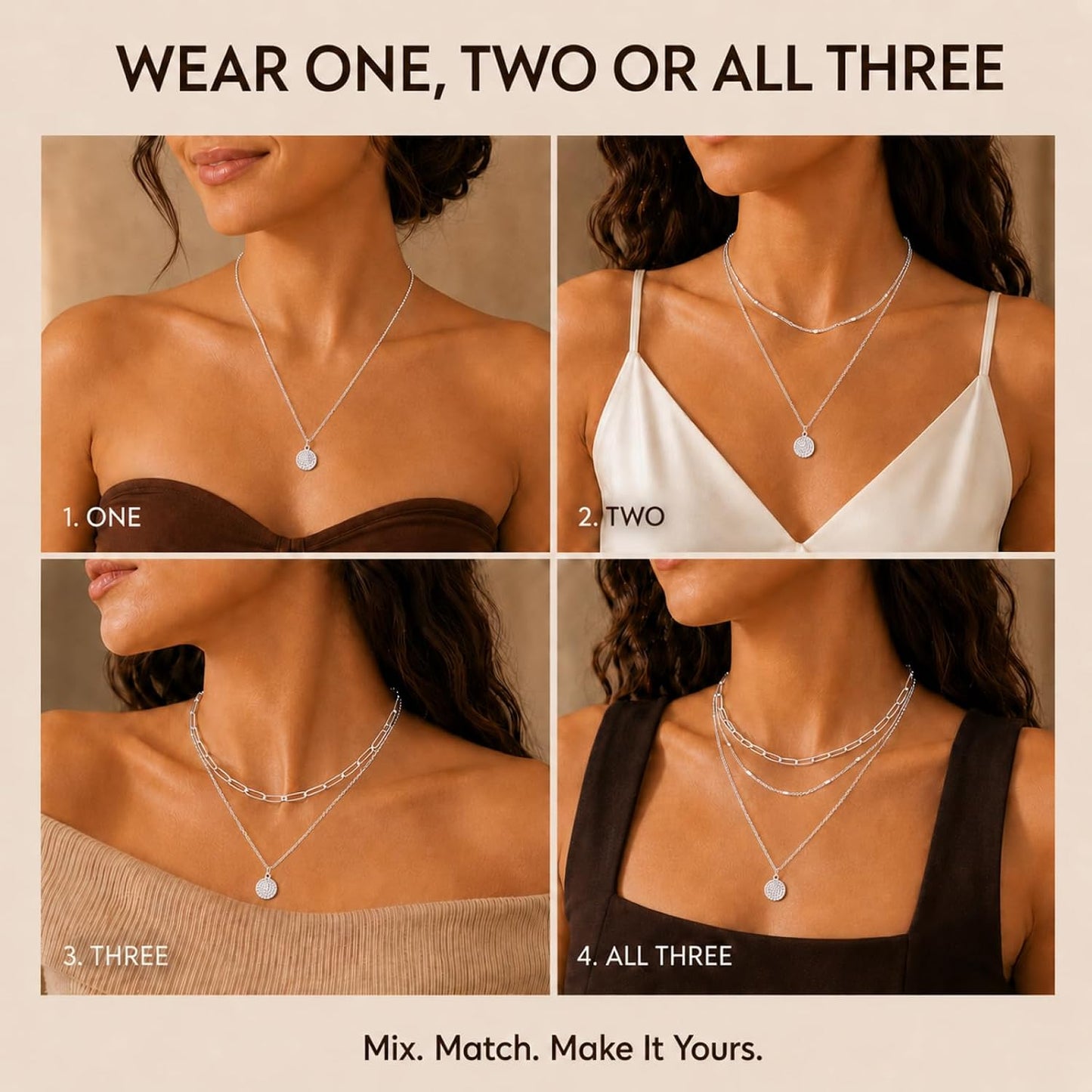VYTOSA Collares en capas para mujer, juego de collar de oro platead...