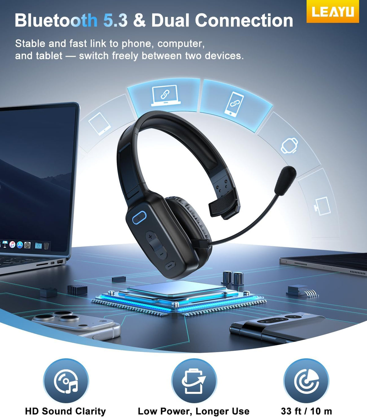 Auriculares Bluetooth Trucker, micrófono con cancelación de ruido A...