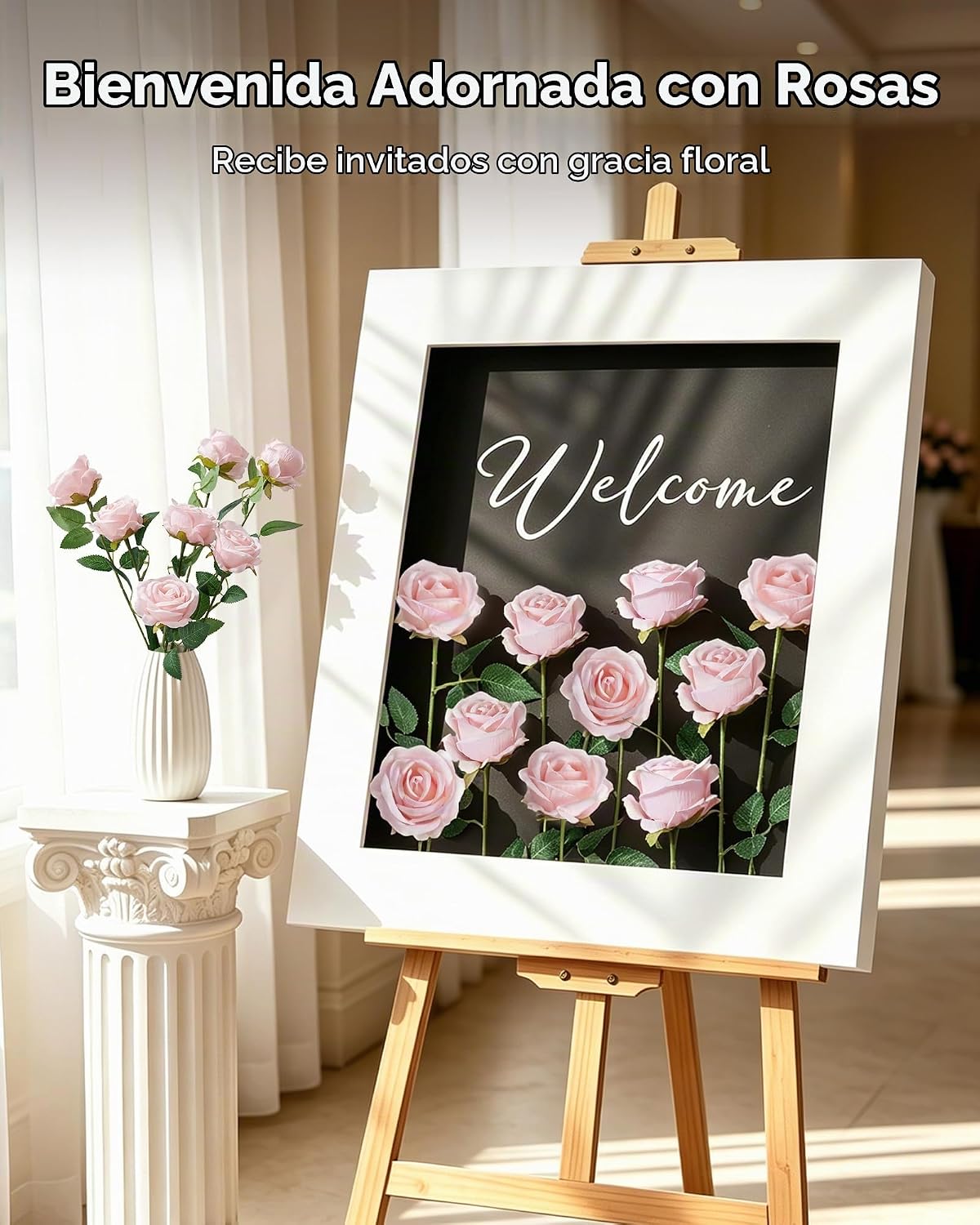 InnoGear 50 rosas artificiales de color rubor, rosas artificiales d...