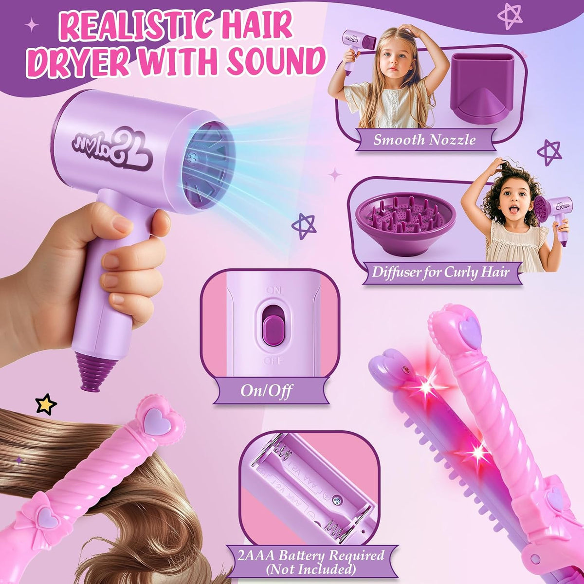 Toylink Cabeza de muñeca para peinar el cabello, kit de maquillaje...