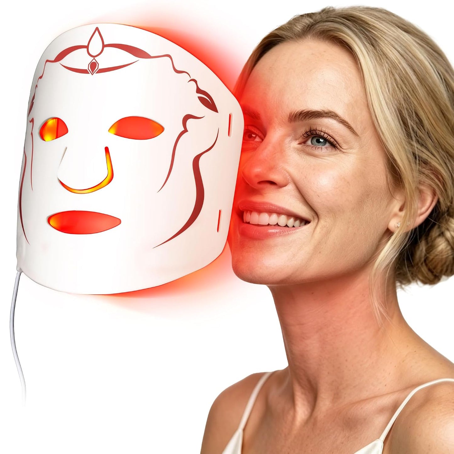 SMOOTHPRO - Máscara de terapia de luz roja para cara, máscara facia...