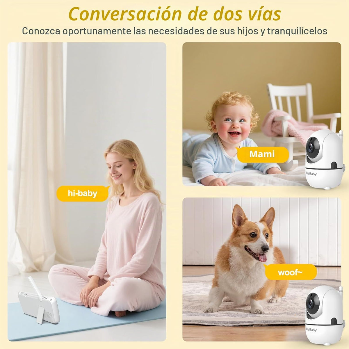 HelloBaby - Monitor de bebé con pantalla dividida de 6 pulgadas, si...