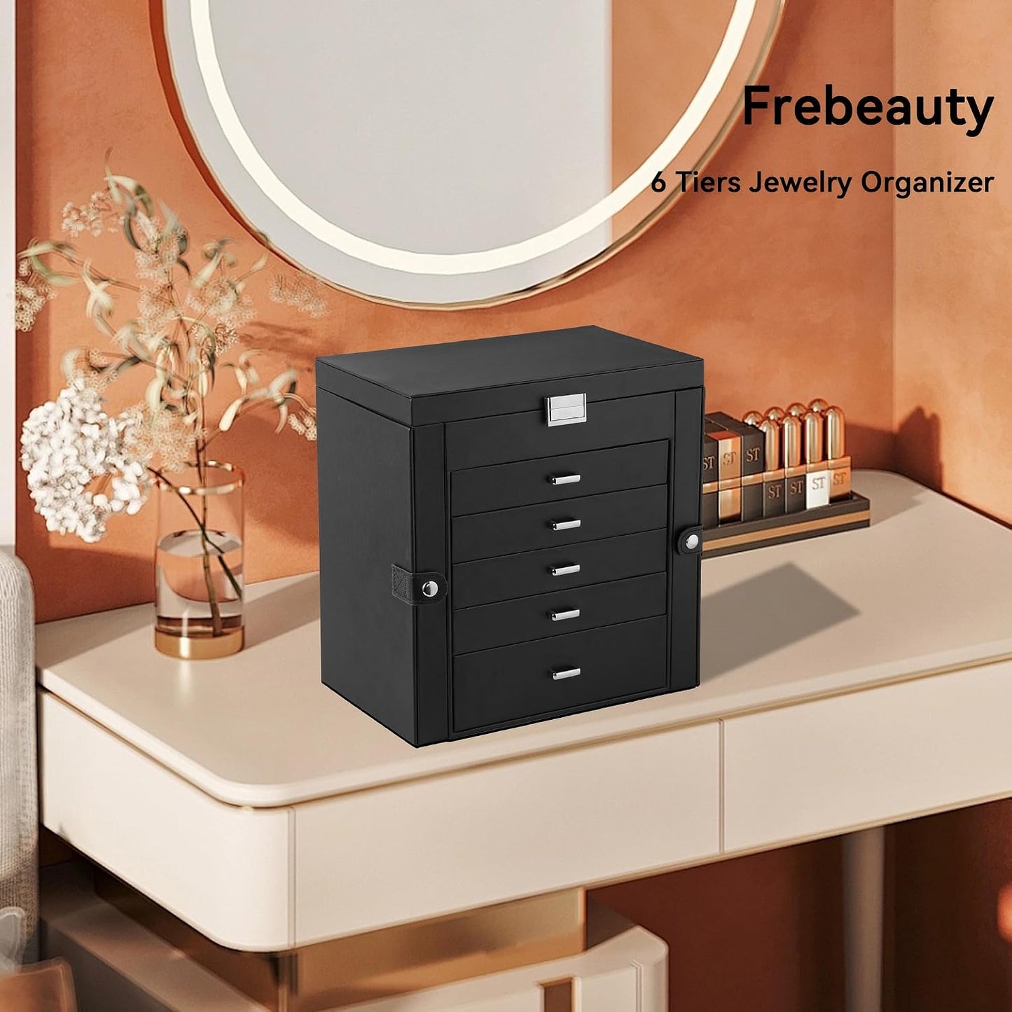 Frebeauty Joyero Grande, Organizador de Joyas de Cuero PU de 6 Nive...