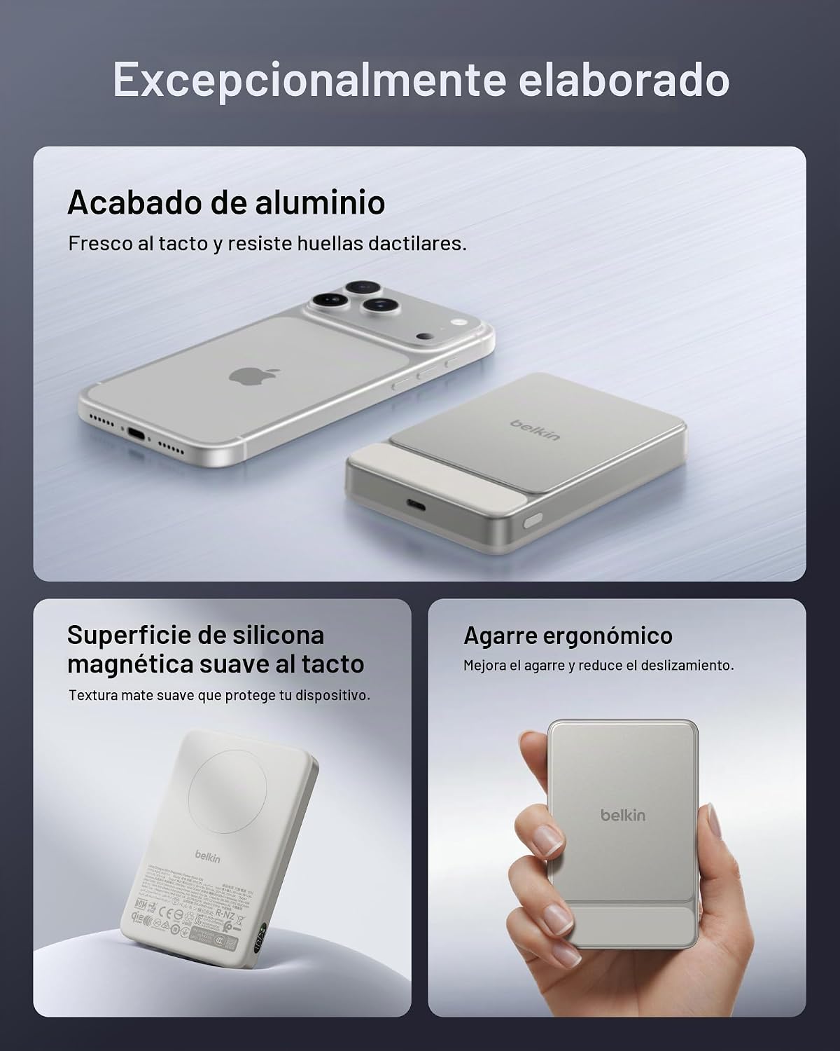 Belkin Cargador portátil, banco de energía magnético delgado de 10,...