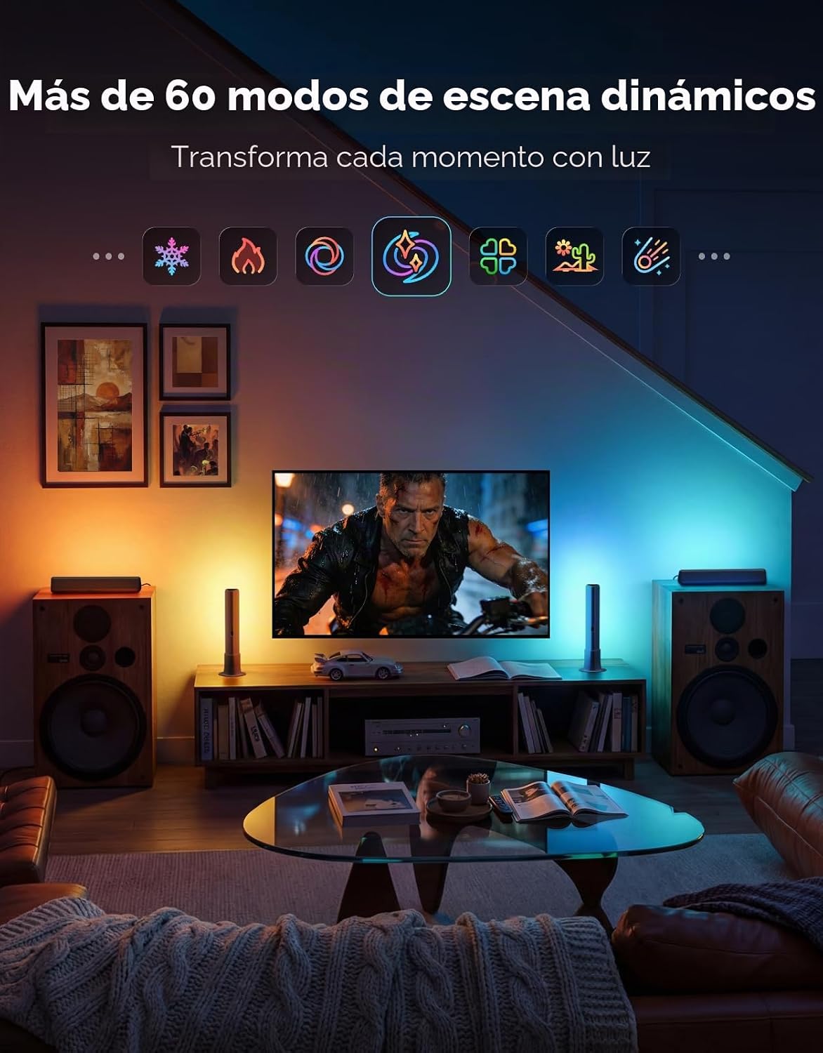 Govee Barra de luz LED inteligente, luces de TV WiFi RGBICWW compat...