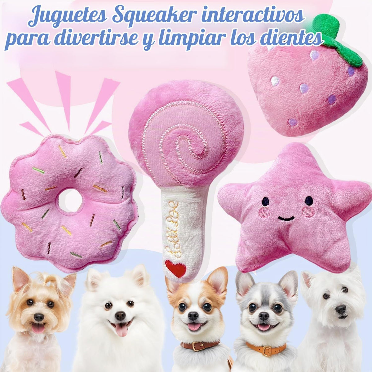 Juguetes para perros pequeños, paquete de 4 juguetes de peluche par...