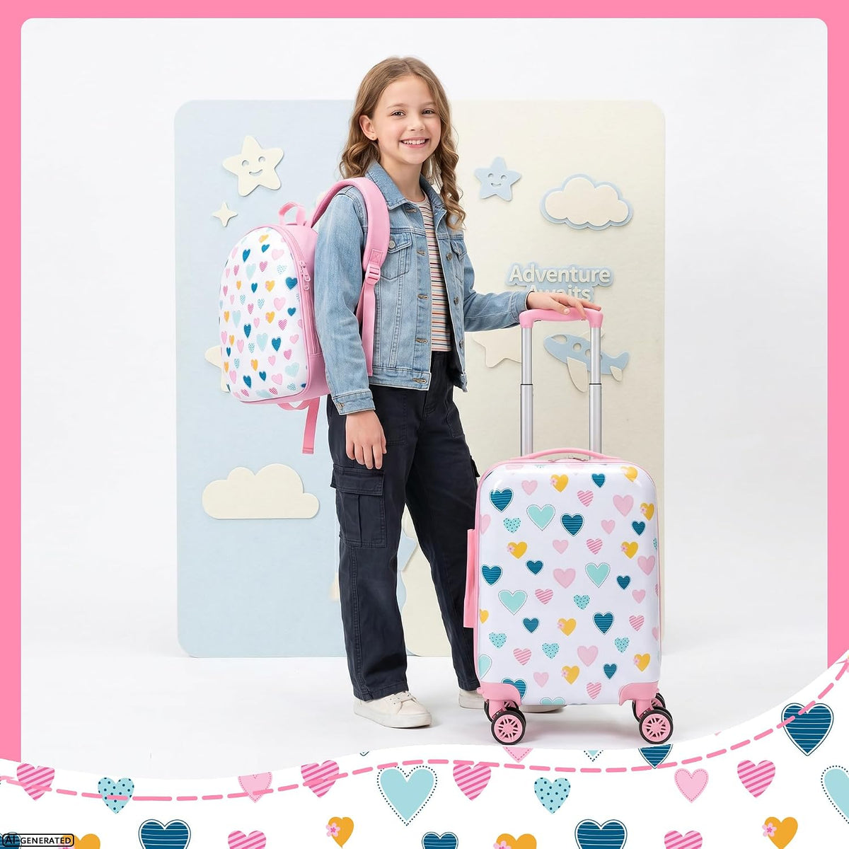 Esteemly Juego de equipaje para niños, 4 piezas, 16 pulgadas, rueda...