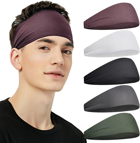 Pilamor Diademas deportivas para hombres (paquete de 5), diadema de...