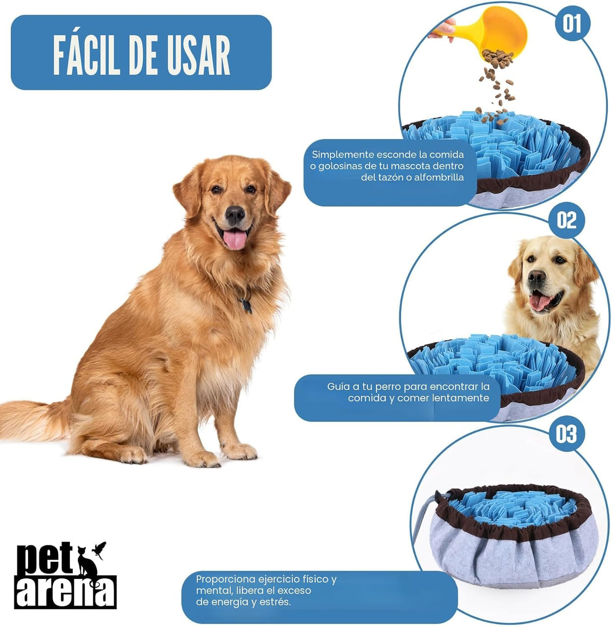 PET ARENA Alfombrilla de olfateo para perros - Juguete de rompecabe...