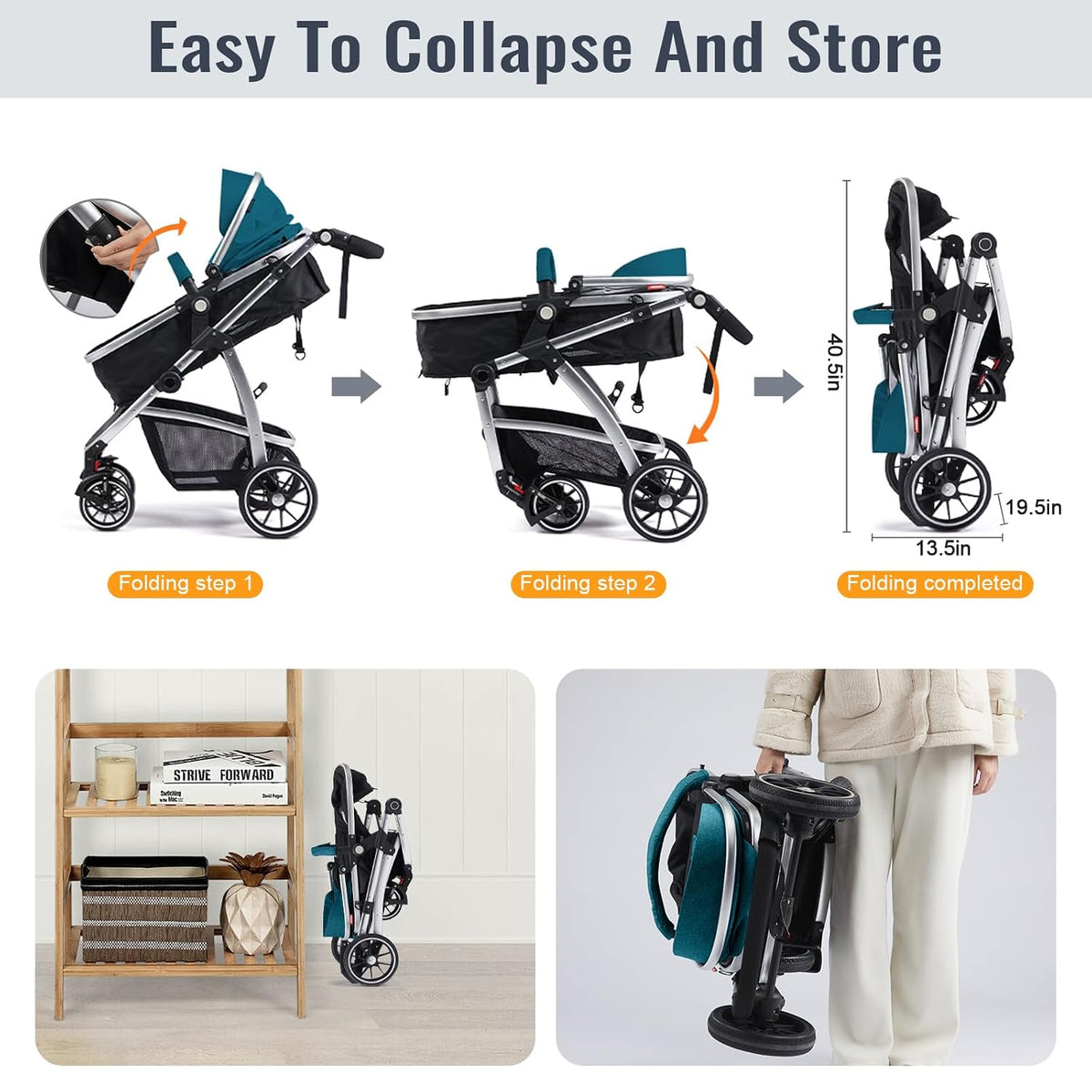 Cochecito Hagaday para bebé, 2 en 1, reversible, asiento para niños...