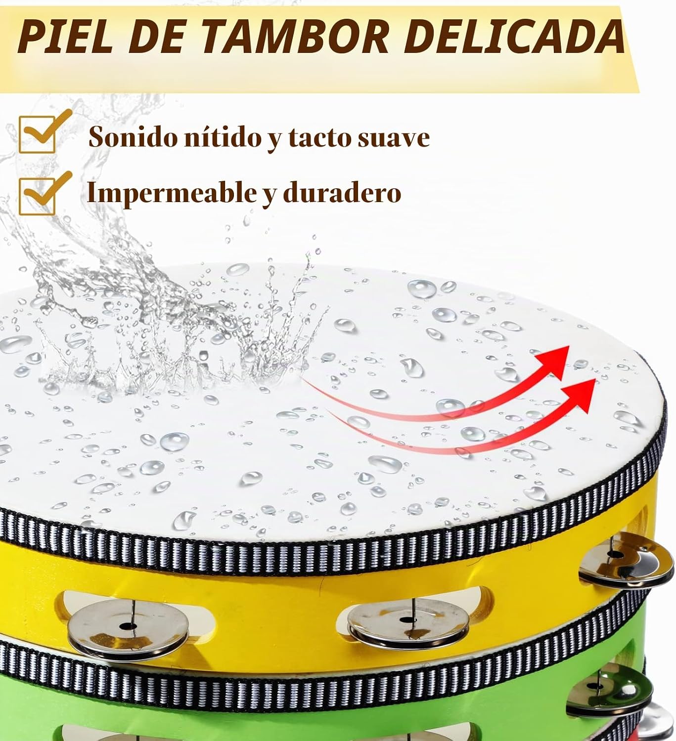 4 panderetas para adultos de 10 pulgadas, campanas de tambor de man...