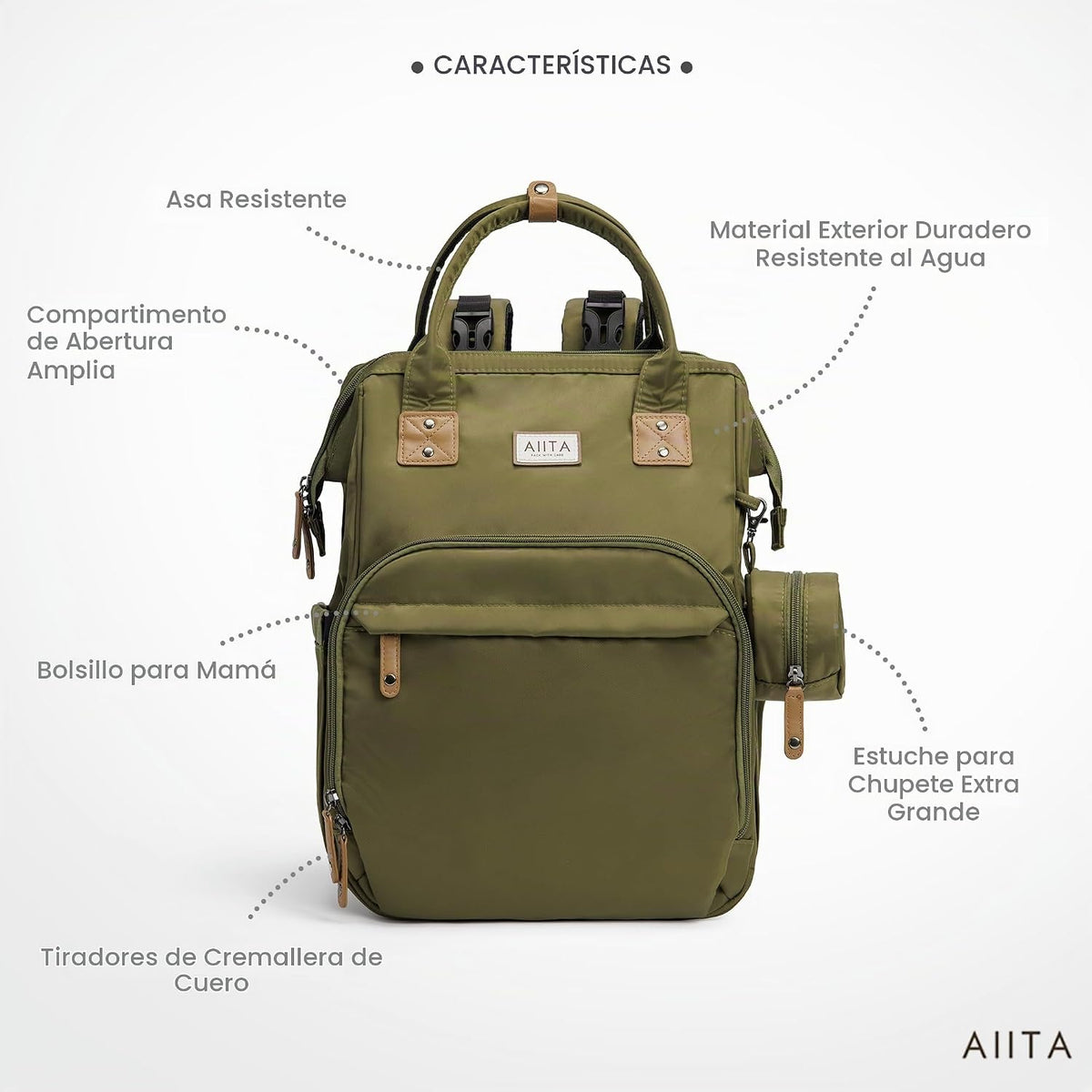AIITA Mochila Bolsa de Pañales, Bolsa de Pañales Multifunción con A...