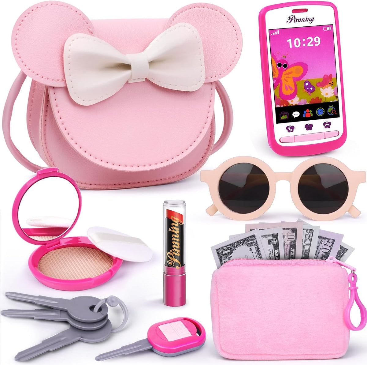 Juego de monedero para niñas pequeñas con juego de juguetes de maqu...
