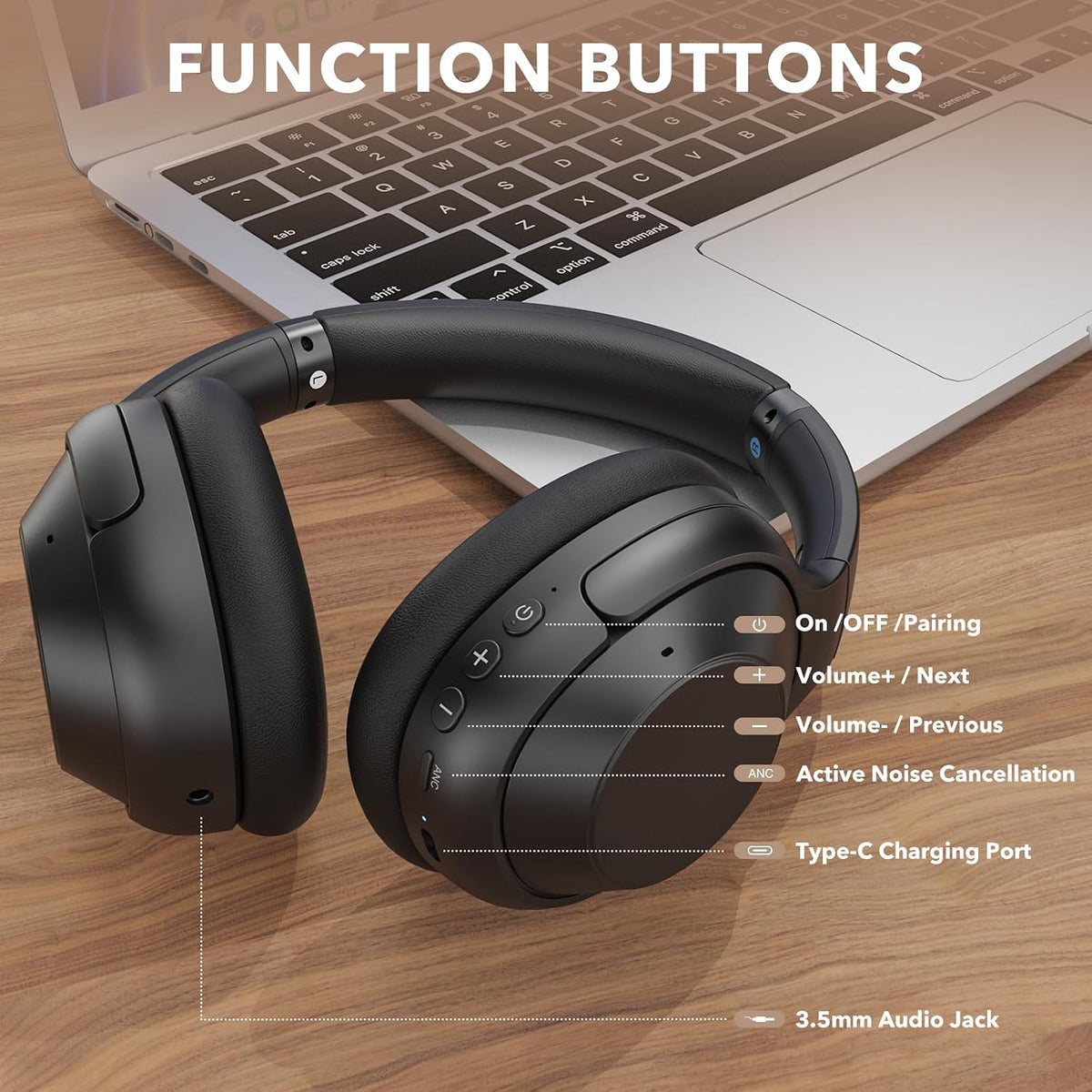 YMOO Auriculares con cancelación activa de ruido para viajes en avi...
