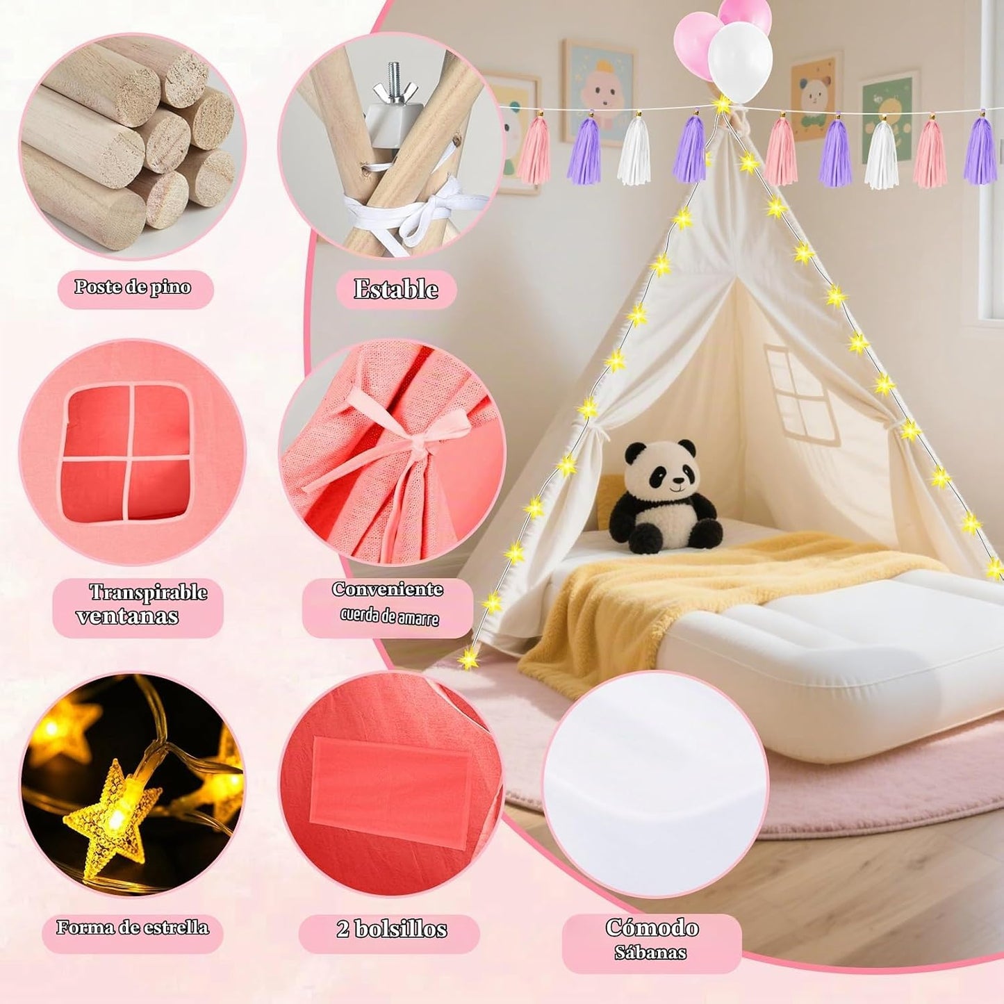 PLULON Paquete de 4 tiendas de campaña tipo tipi para niños y niñas...