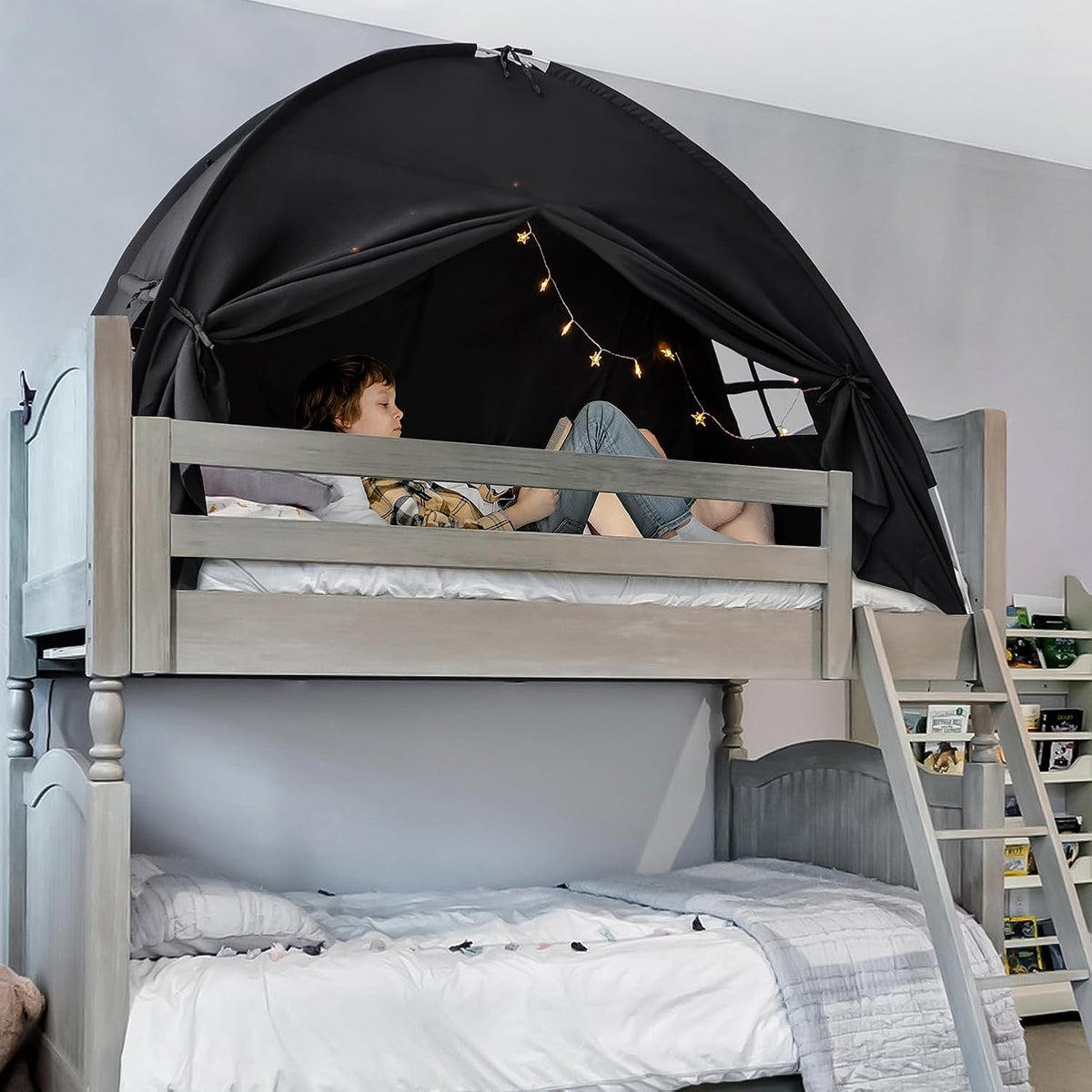 Toldo de cama de tamaño completo, litera para niños, tienda de camp...