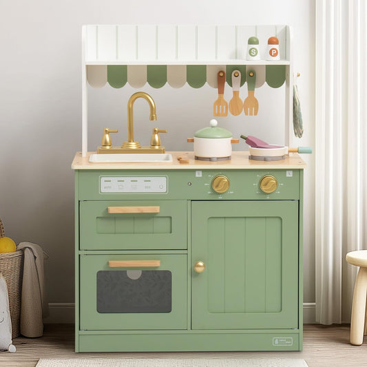 ROBUD Juego de cocina de madera para niños, juego de juguetes de co...