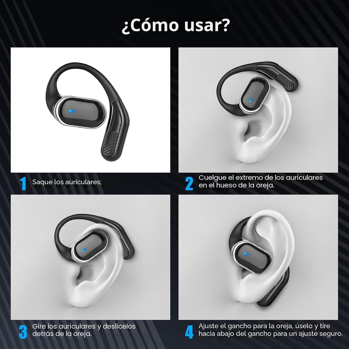 TRAUSI Auriculares inalámbricos con Bluetooth, auriculares estéreo...