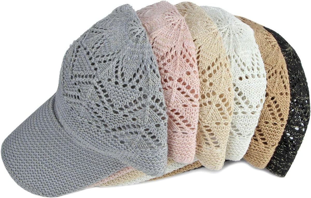 FASHIXD Gorra de béisbol de malla tejida para mujer, de hilo de ver...