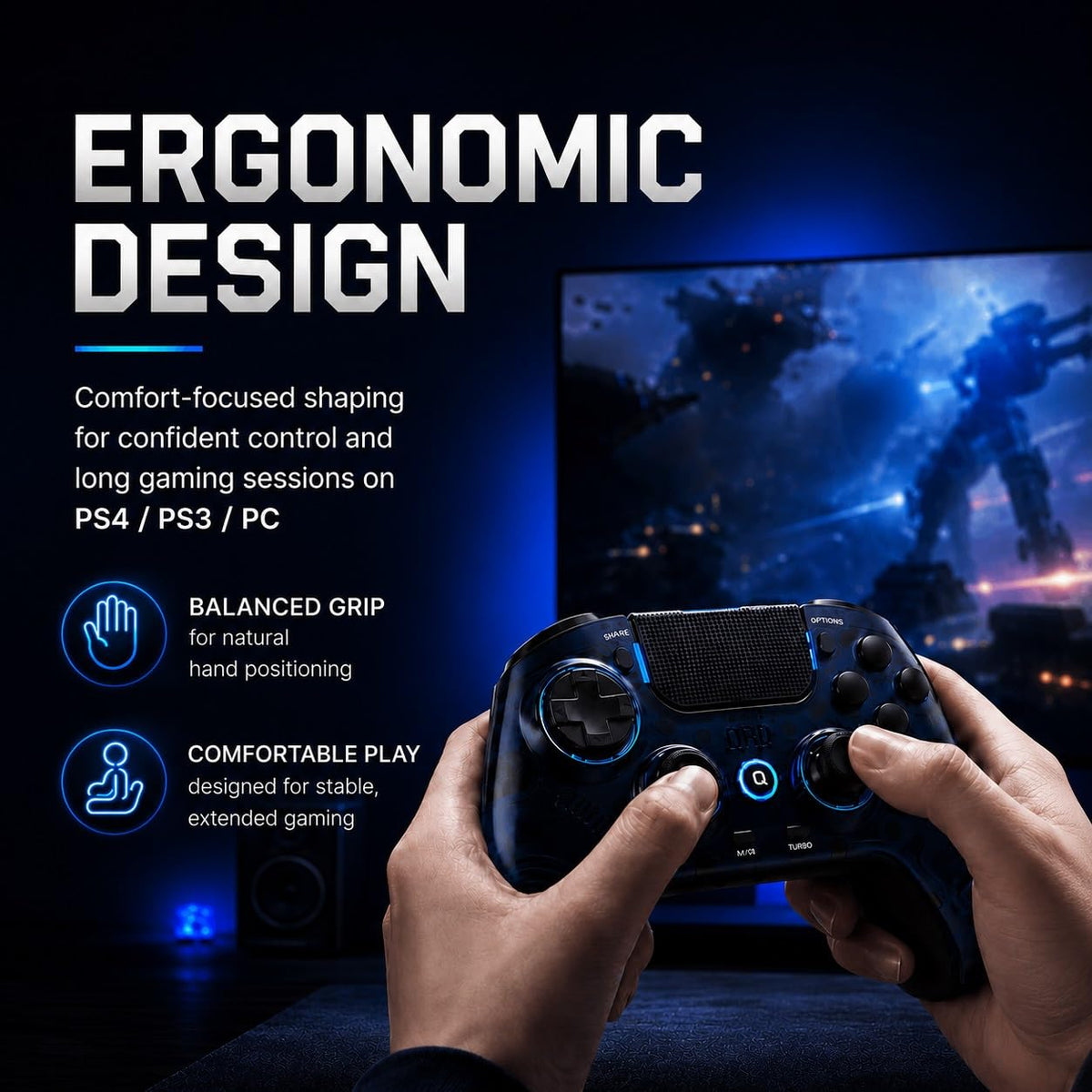 Mando inalámbrico QRD Spark N7 de 2,4 Ghz para PS4\/PS3\/PC | Efect...