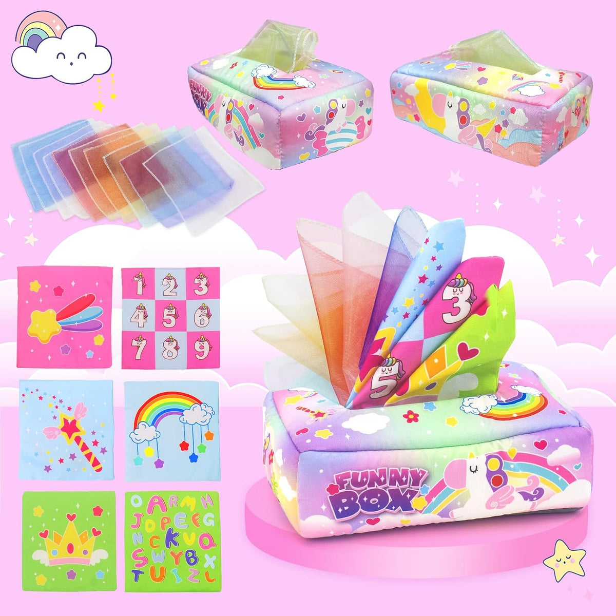 seveclotree - Caja de pañuelos para bebé, juguetes para bebés de 12...
