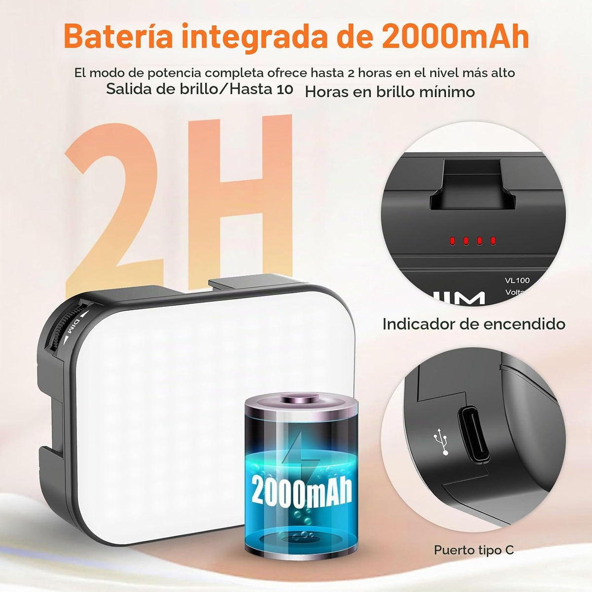 Ulanzi VL100X Luz para Selfie, Panel de Luz LED con Clip para Teléf...