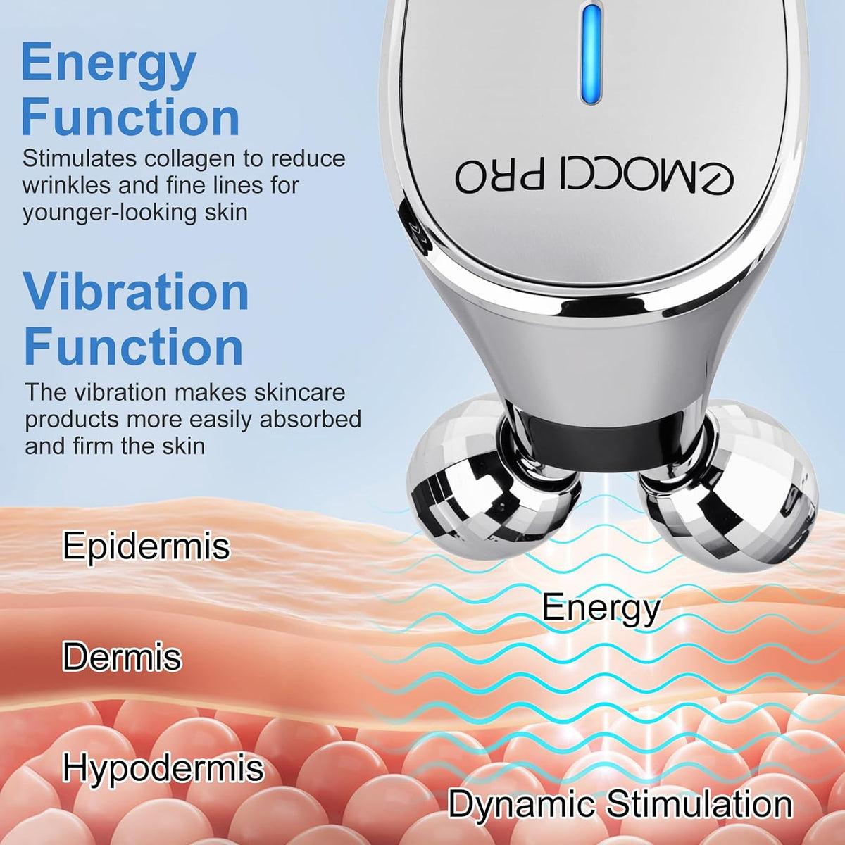 Masajeador Facial Eléctrico Suave Vibración Facial Rodillo Cuidado...