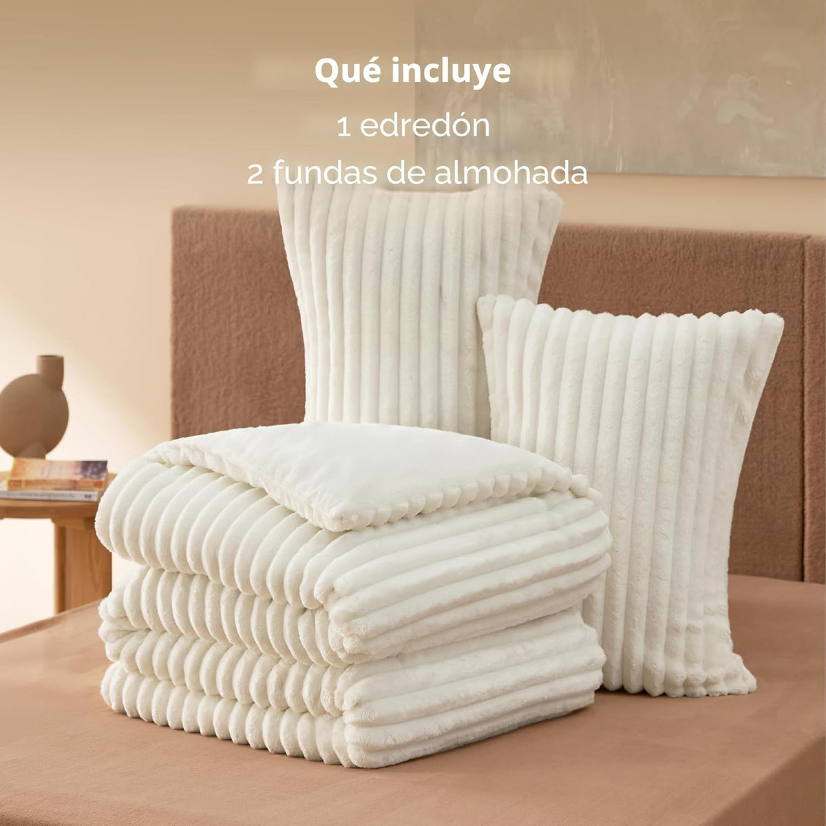 Bedsure Juego de edredón esponjoso tamaño Queen - Juego de cama súp...