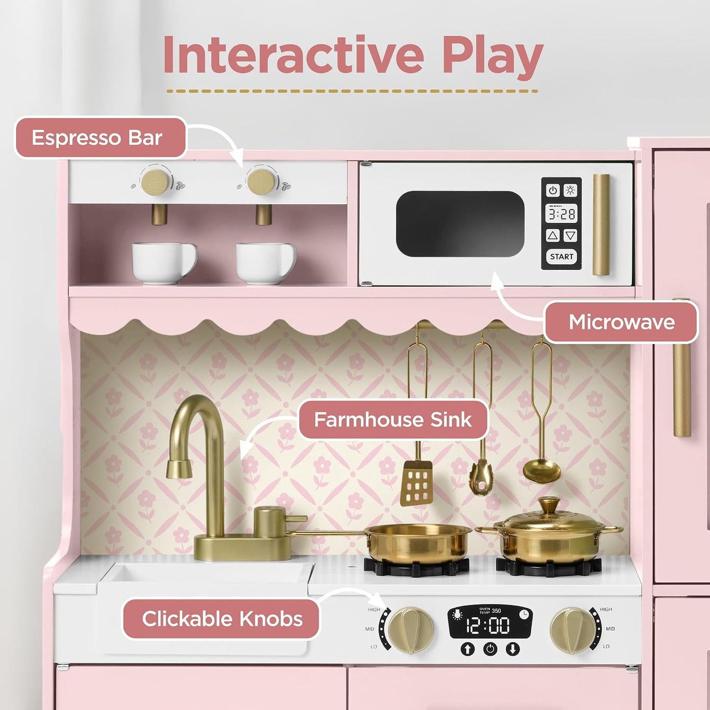 Best Choice Products Juego de cocina para niños, estilo cabaña, jue...