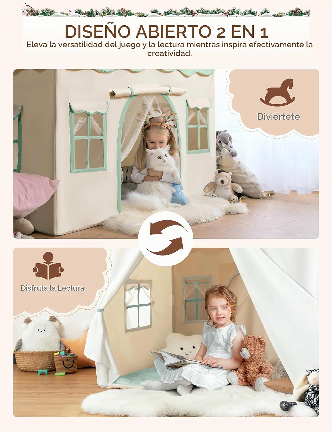 besrey Tienda de campaña para niños, tienda de campaña 2 en 1 con |...