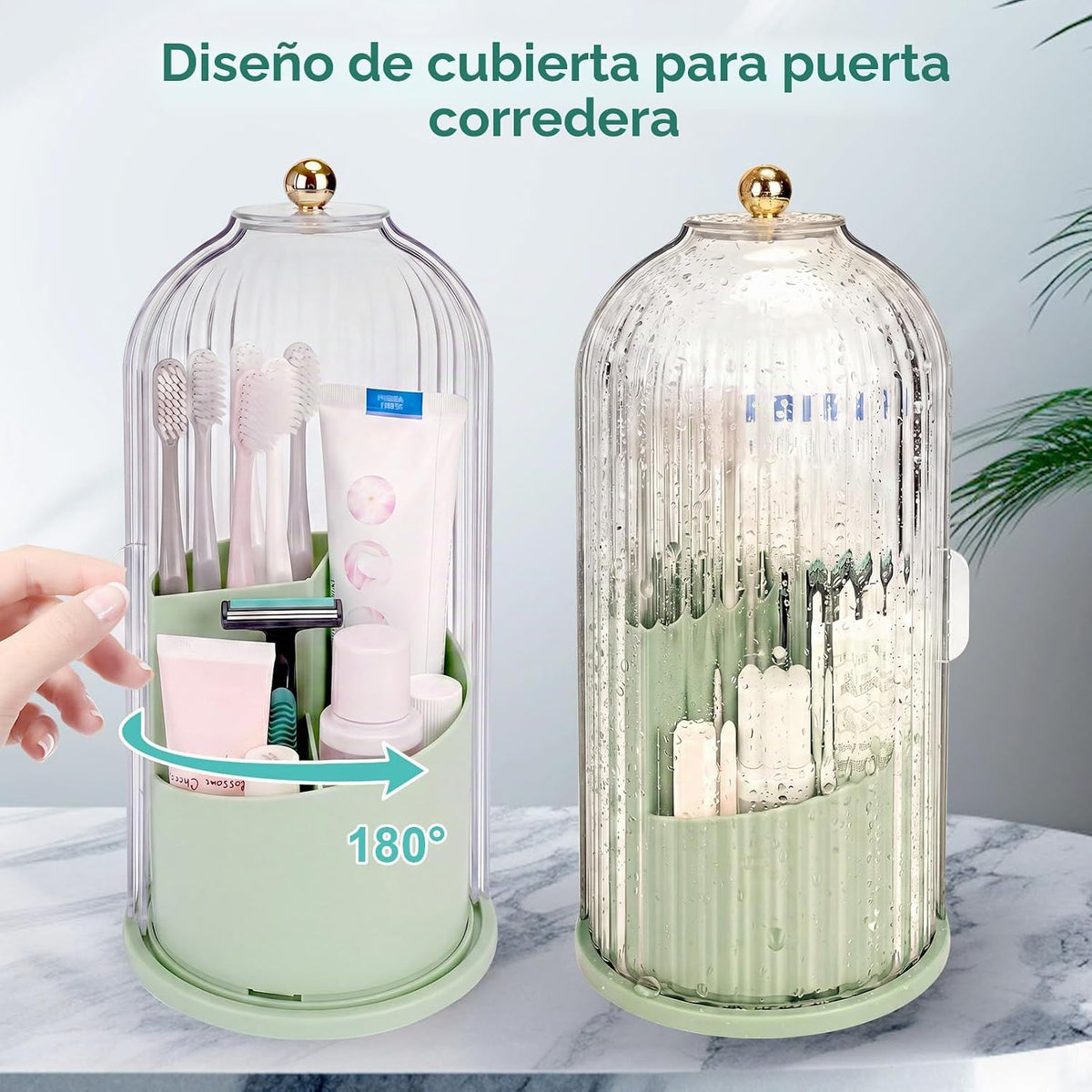 QIYVLOS Soportes para cepillo de dientes con tapa deslizante, organ...
