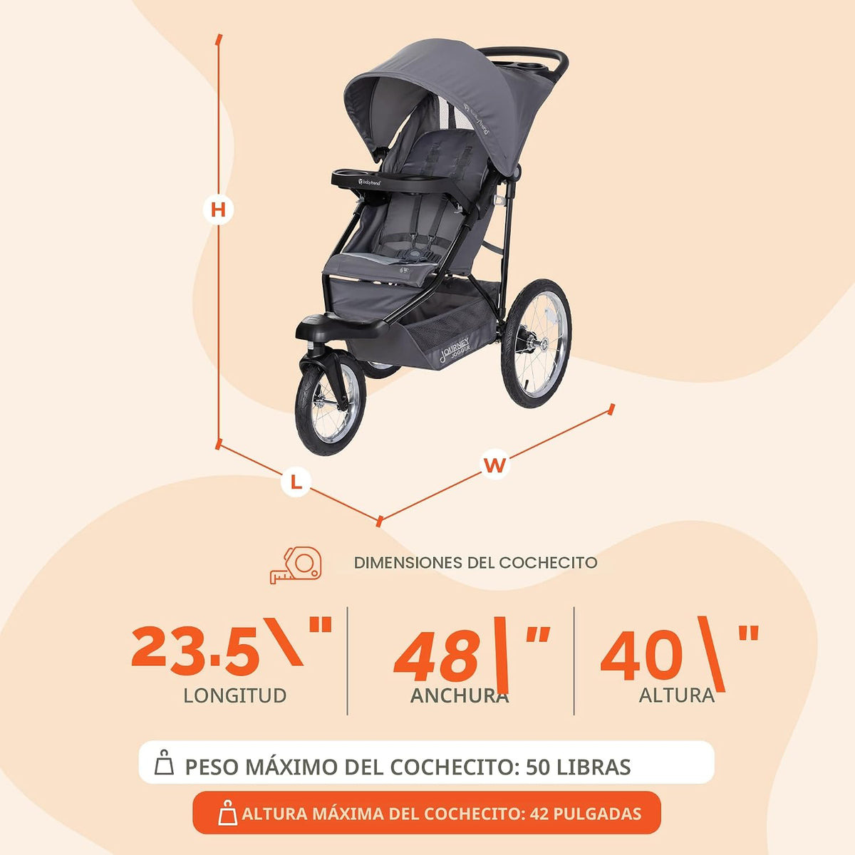 Baby Trend Journey - Cochecito para correr, gris estelar | Sistema...