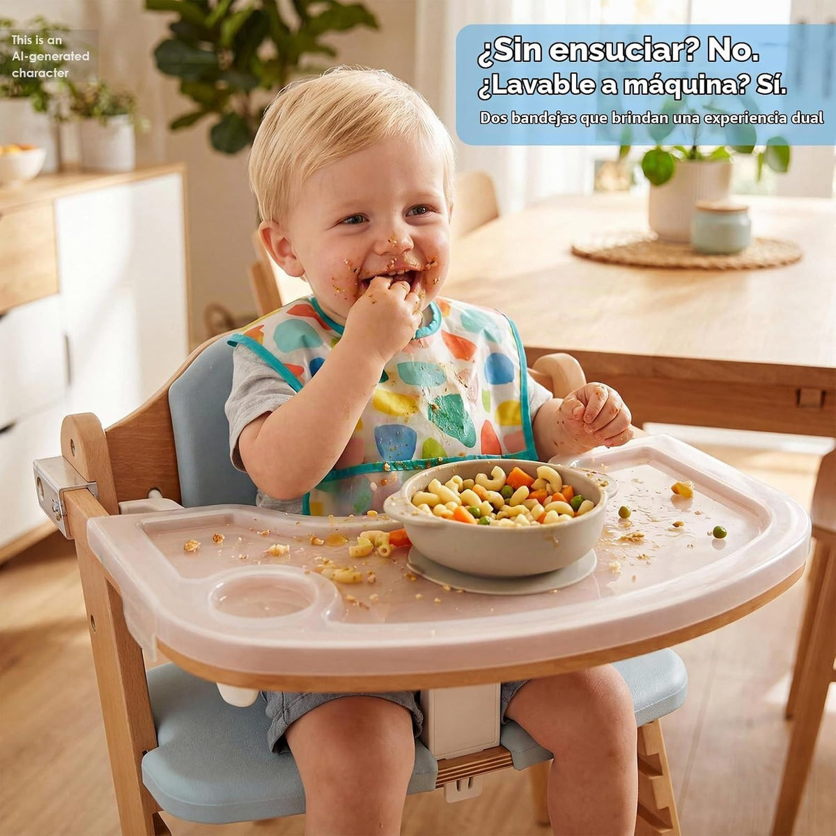 Trona de madera para bebé Cowiewie, silla de crecimiento convertibl...