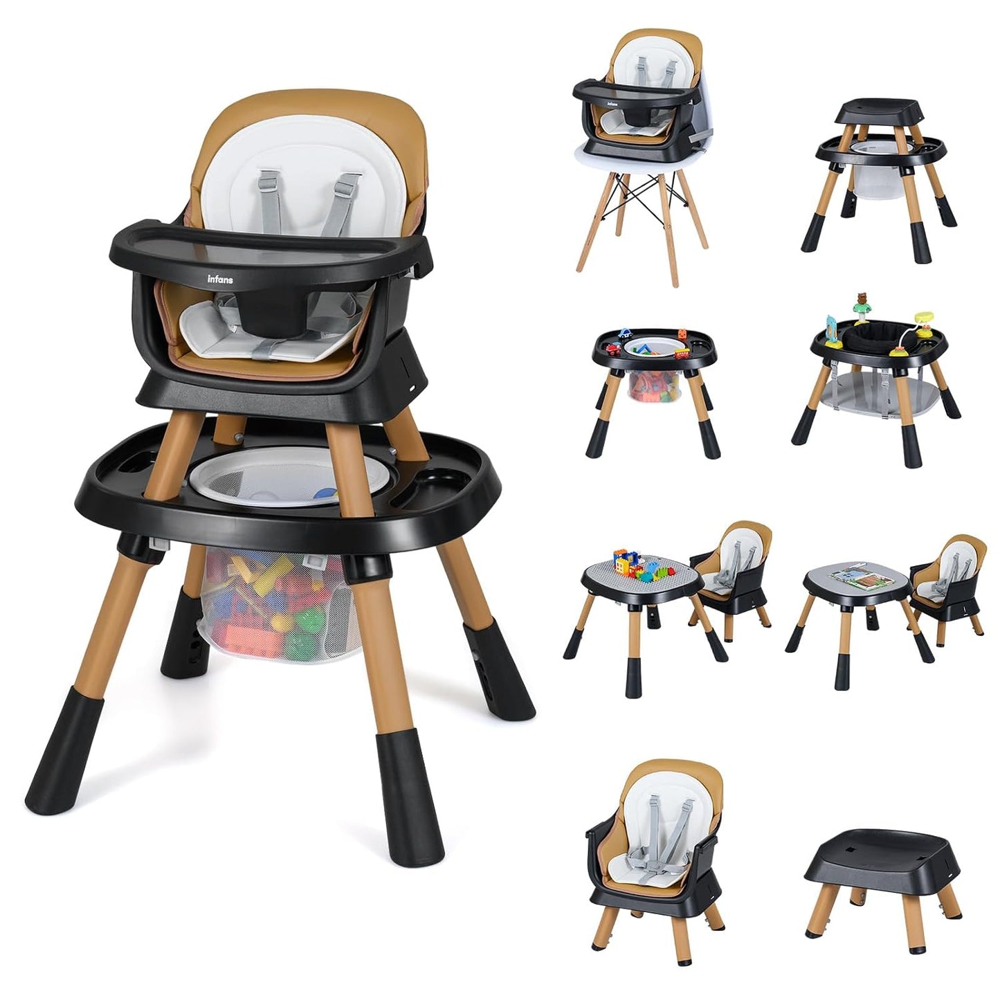 INFANS Silla alta 9 en 1, silla alta convertible para bebés y niños...