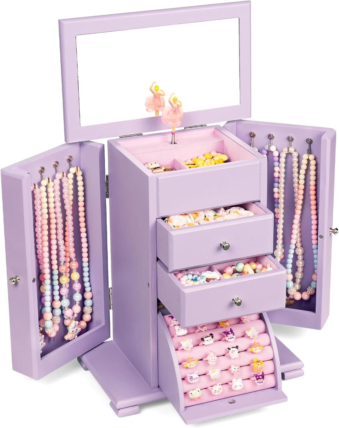 Emfogo Joyero musical para niñas, caja de música grande para niños...